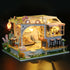 DIY Miniature House Kit for Adults, 3D Wooden Mini Dollhouse Kit, Lovely Cats Coffee Garden Home Decor Gift