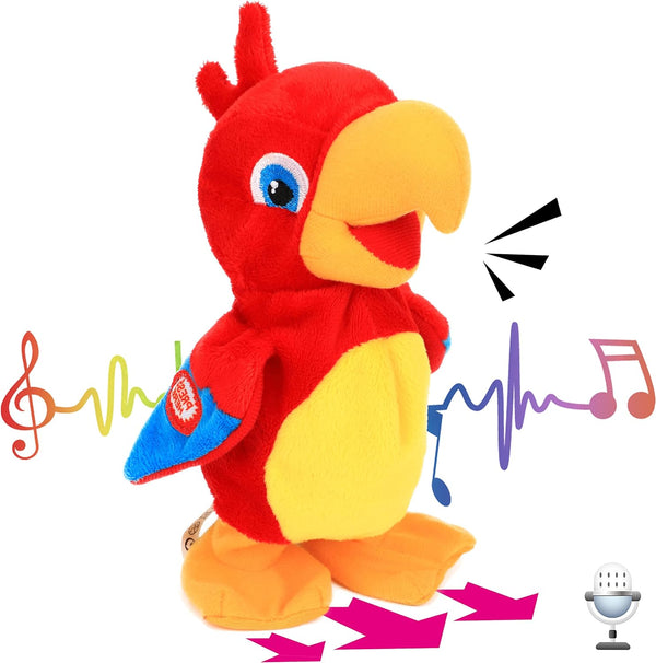 Hopearl Talking Parrot Toy, Interactive Animated Plush Buddy that Repeats What You Say, 8''