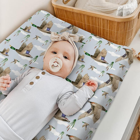 Duck Hunting Mallard Hunter Changing Pad Cover for Baby Boys, Soft Stretchy Diaper Change Table Sheets, 32"/34" x 16"