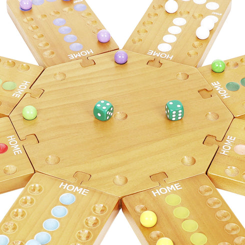 6-8 32 16 Marble Board Game,Wooden Board Game for Players,Portable Design Marble Game with Marbles Dice, Family Game