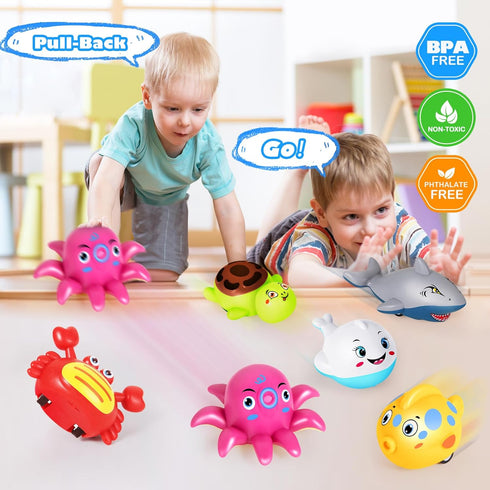 12 Pcs Pull Back Cars for Toddlers 1-3, Cute Animal Racing Cars, Bulk Mini Toys for Boys Girls, Party Favors