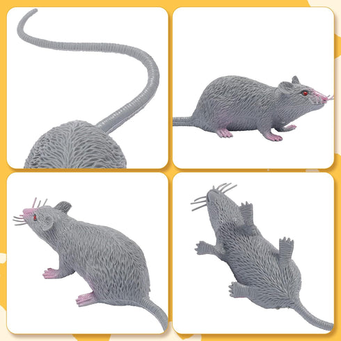 EORTA 3 Pcs Fake Mice Lifelike Halloween Rats Decorations, Plastic Vivid Mouse Cat Toys for Christmas, Party, Black,