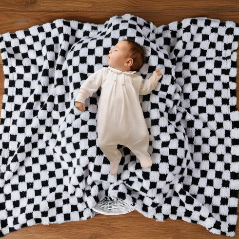Soft Checkered Baby Blankets, Unisex, Breathable Gender Neutral, 30” X 40”