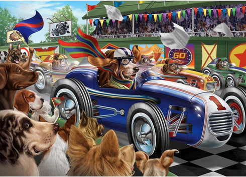 HUADADA Jigsaw Puzzles for Adults - 1000 Pieces - Racing Dogs Interlock Perfectly - Home Decor Gift