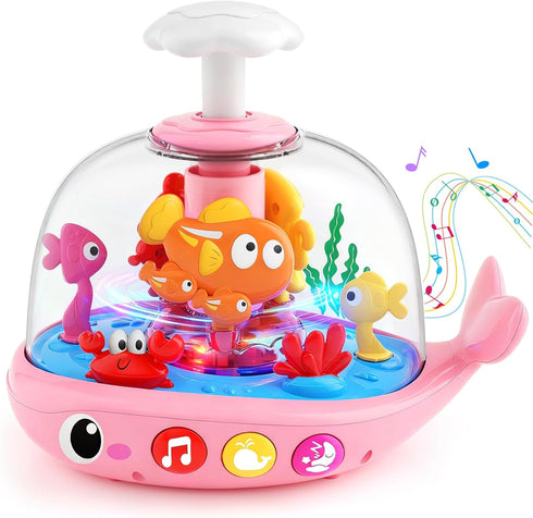 DUPHLAGT Baby Girl Toys 6-12 Months - Press & Spin Aquarium Light Up