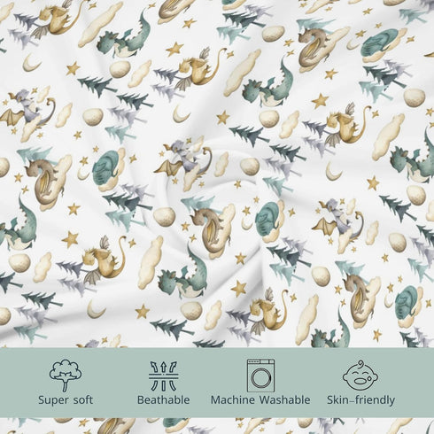 Watercolor Cute Dragon Fairy Tale Changing Pad Cover for Baby Boy, Soft Stretchy Safe Snug Fitted Diaper Change Table