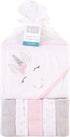 Hudson Baby Unisex Hooded Towel with Five Washcloths - Pink Unicorn