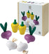 PlanToys Wooden Fresh Produce Set Red Radishes, Garlics and Yellow Bell Peppers