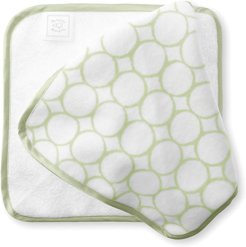 Organic Cotton Terry Velour Washcloths for Baby/Toddler by SwaddleDesigns, Set of 2, Kiwi Mod Circles