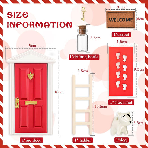 Red Tooth Fairy Door Kit With Accessories - Mini Wooden Festive Set for DIY Craft Activities and Learning Decoration