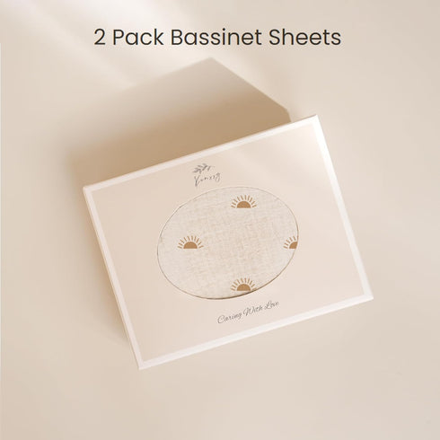 2 Pack Konssy Muslin Bassinet Sheets for Baby Girl Boy, Soft Breathable Baby Bassinet Mattress Sheets Fit for Hourglass