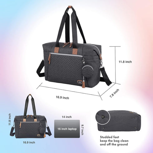 Dikaslon Diaper Bag Tote with Pacifier Case and Changing Pad, Large Travel Diaper Tote for Mom and Dad, Multifunction