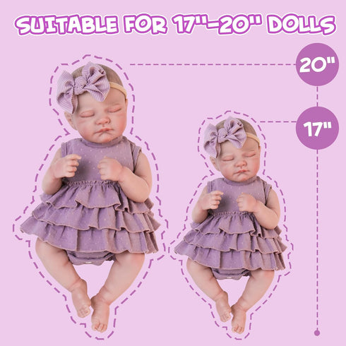 20 Inch Set 17-20 Aori Lifelike Baby Dolls Clothes Purple Dress Clothing for in Realistic Newborn Doll Girls