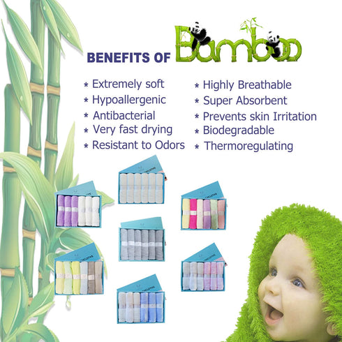 Set 6 elves Bamboo Viscose Washcloth Baby of - Ultra Soft Wash Cloths for Face and Body - Small Face Towel for Baby