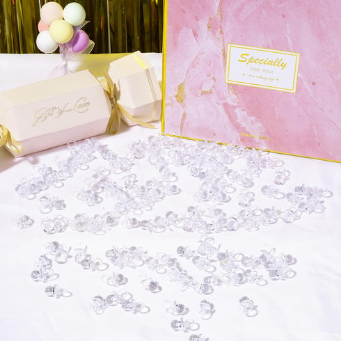 150 0.86 Inch XINHUIDALSQ Mini Acrylic Pacifiers for Baby Shower Girl Game, Bulk Chupones para Gender Reveal Party