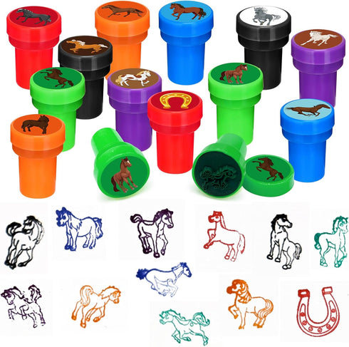 24 Pcs Horse Stampers for Boys Girls - Farmhouse Pony Party Supplies, Classroom Rewards, Birthday Party Gifts