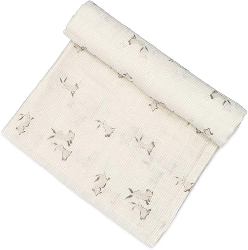 100% 47 47 inches Crane Baby Organic Cotton Bunny Single Baby Swaddle Wrap for Boys and Girls, Gender Neutral Newborn
