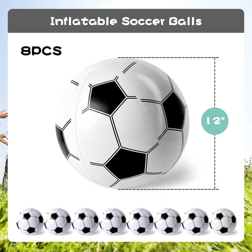 FUTUREPLUSX 8PCS Inflatable Soccer Balls, 12" Balls for Kids Beach Soccer, Summer Swimming Pool Game