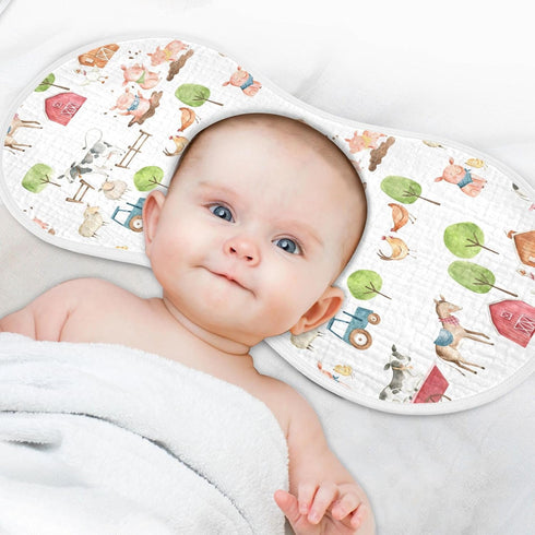 Set 4 Pack vvfelixl Baby Burp Cloths Watercolor Farm Animals Baby Newborn Cotton Burping Cloths Baby Washcloths White