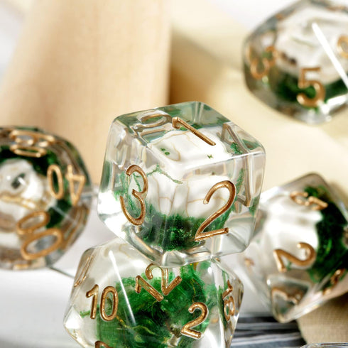 Skull DND Dice - DNDND 7PCS Resin Dice Set with Velvet Pouch for Dungeons and Dragons Role Playing Games