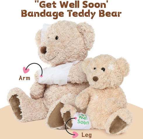 Muiteiur Get Well Soon Teddy Bear - 25.6 Inch Big Plush Stuffed Animal for Recovery Gifts