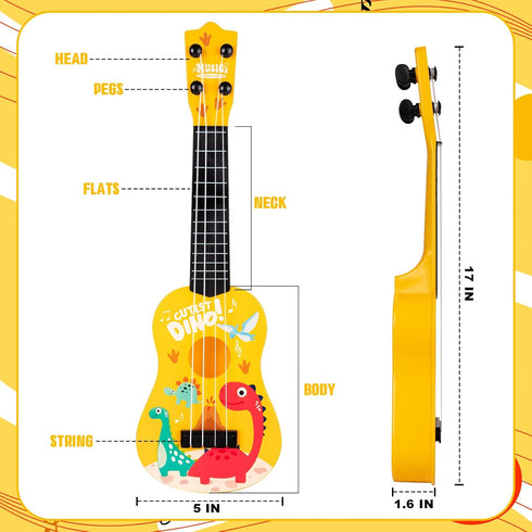 KFPPLXQ 17 Inch 4 Mini Guitar Kid Guitars Toddler Guitar Ukulele Strings Guitar for Kids Party Favor Kids Musical