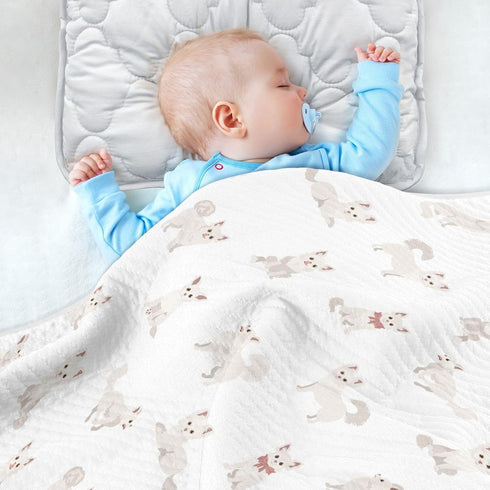 KICPOAY Dogs Cute Chihuahua Baby Swaddle Blanket for Boys and Girls, Muslin Baby Receiving Swaddle Blanket, Soft Cotton