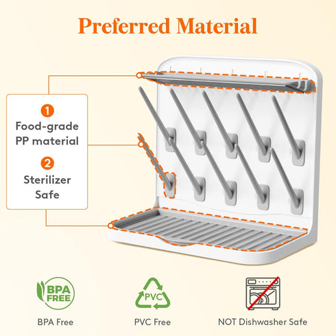 10 Countertop Lifewit Baby Bottle Drying Rack with Hooks, Newborn Essentials Must Haves, Holder Organizer for Baby