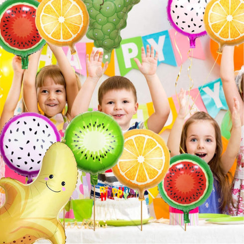 12PCS Fruit Vegetable Foil Helium Mylar Balloons, Party Decoration Supplies for Baby Shower Birthday Christmas Kids