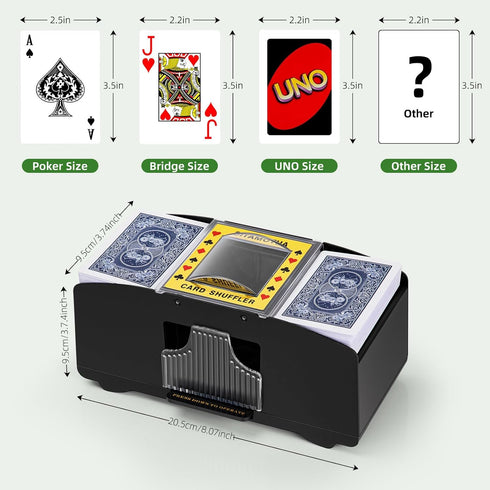 Automatic Card Shuffler - Battery Operated for 1/2/4/6 Decks, Electric Shuffler for Poker & Casino Games