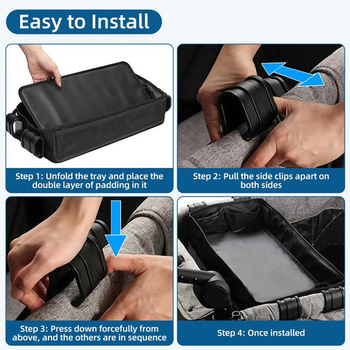 Redcoutt (W4 Stroller Snack Tray Compatible with Wonderfold Wagon - Upgraded with Extra Thick Base, Waterproof Faux