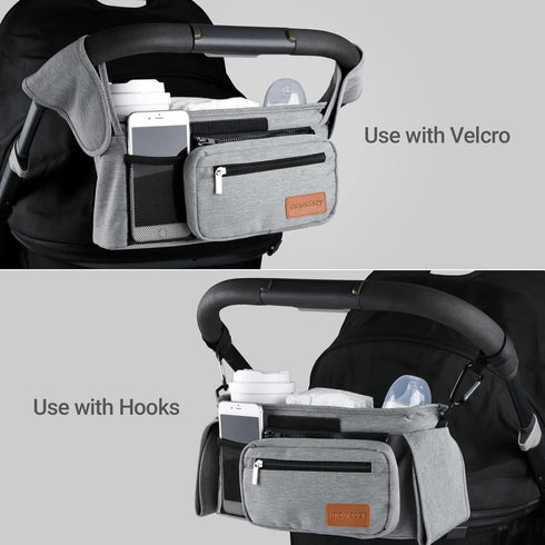 Momcozy Universal Stroller Organizer with Insulated Cup Holder Detachable Phone Bag & Shoulder Strap, Fits for Stroller