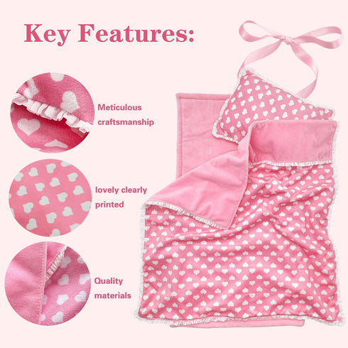 Linkyloop Set Playset 18" 3 4 5 Baby Doll Accessories Dollhouse Bedding - Doll Blanket, Pillow & Mattress