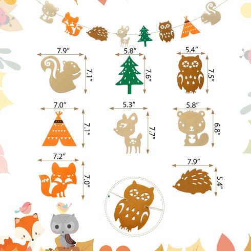 Boao 4 Pieces Baby Shower Decorations - Welcome Baby Woodland Banners Forest Animal Garland