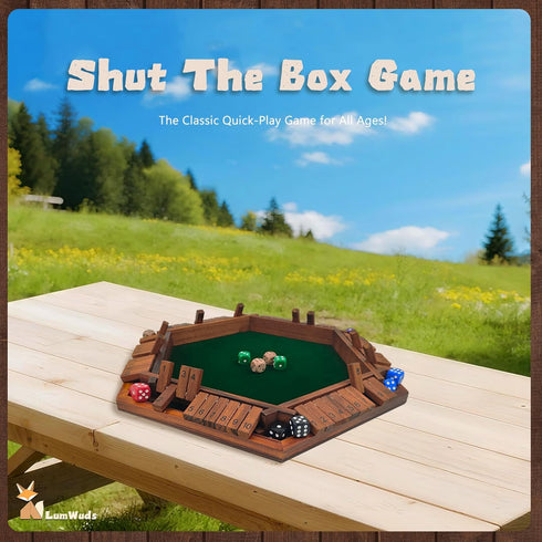1-6 16 Shut The Box Game Wooden Board Game for Players with Dice, Dice Game for Adults & Kids at Home, Classroom