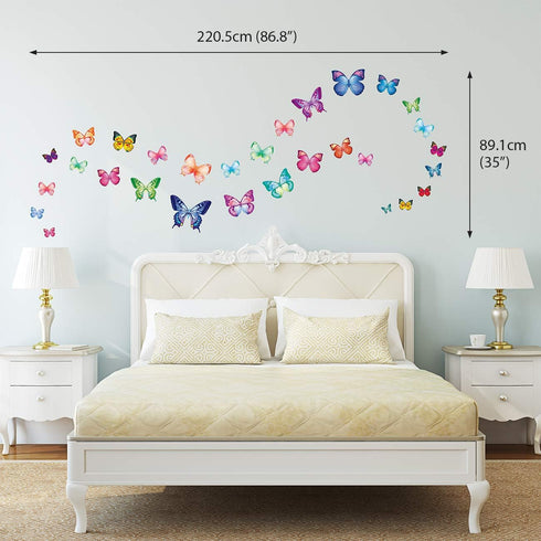 DECOWALL DS9-1302 30 Vibrant Butterflies Kids Wall Stickers, Peel and Stick Removable Decals for Nursery