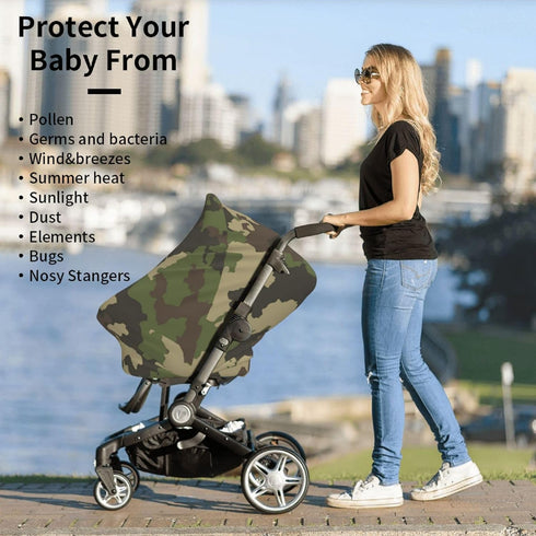 Schgap Camouflage Baby Car Seat Covers Canopy Nursing Cover Breastfeeding Baby Carrier Cover Stretchy Carseat Canopy