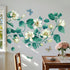 Amaonm Removable DIY 3D White Floral Leaf Art Decor, Blue Flower Vine Wall Sticker for Kids Room, 4 Sheets 12"x18"