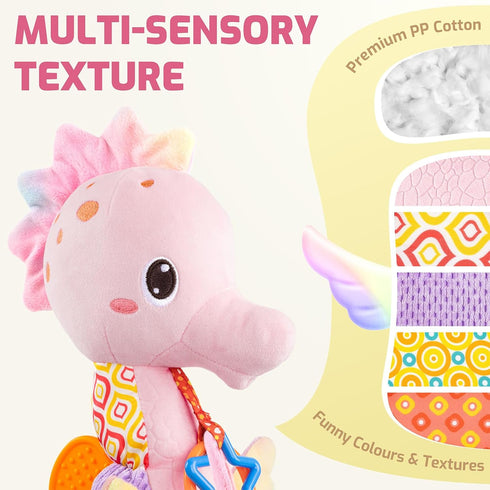 Tummy 0-3-6-12 Sumobaby Infant Baby Musical Stuffed Animal Activity Soft Toys with Multi-Sensory Crinkle, Rattle