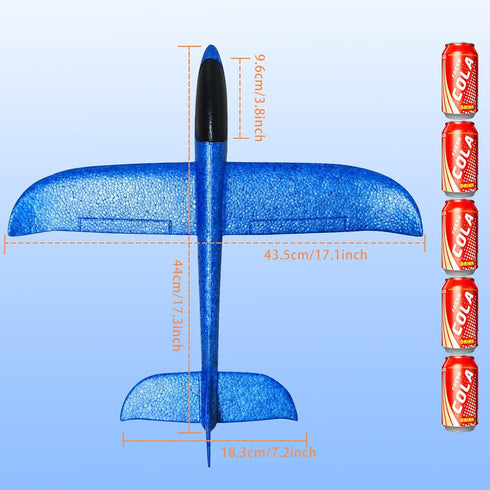 VCOSTORE 4 Pack Foam Airplanes, Foam Glider Plane 17.5" - Large Throwing Glider Airplane Toy for 3-12 Years Old