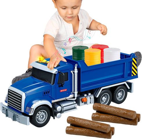 Friction Powered Dump Truck Toy for Kids with Lights & Sounds, Large