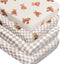 FIGEPO Fitted Baby Neutral Crib Sheets Bear and Buffalo Check Plaid Breathable Unisex