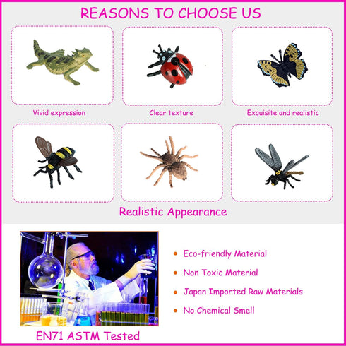 Insect Bug Toy Figures - 5pcs Realistic Ladybug Spider Action Models for Toddlers Educational Learning Gifts