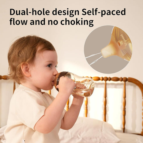 6m+, 10 oz, 1 Pack Thyseed Spill-Proof Weighted Straw Sippy Cup, Baby Transition Trainer, Soft Silicone Spout