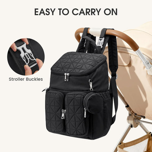G4Free Backpack Diaper Bag for Moms Dads Travel Baby Bag with Pacifier Case & Insulated Pockets,Black