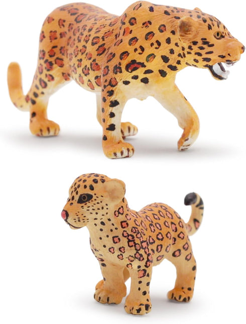 Gemini&Genius Leopard Toys for Kids, Safari Animal Cheetah Family Playset Figures, Wildlife Models for Birthday Gifts