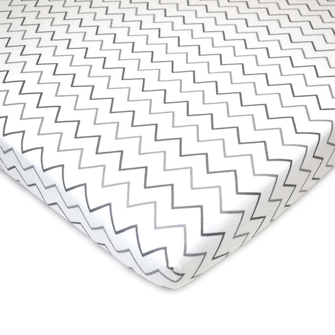 American Baby Company 2 Pack 100% Natural Cotton Fitted Pack and Play Sheets, Grey Stars
