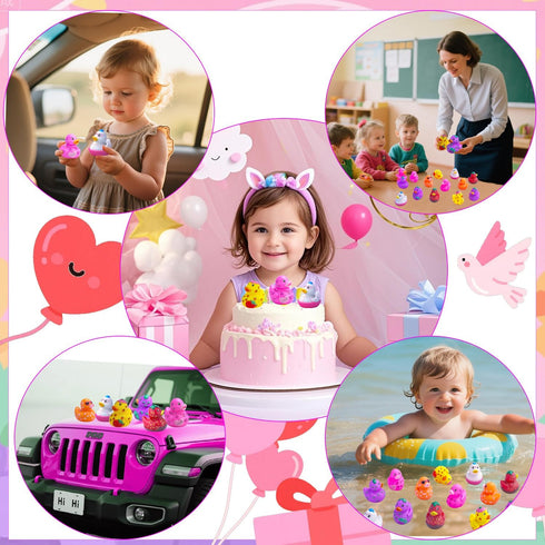 QZPQZP Kids,12PCS Rubber Ducks for Toddler Bath Toys, Baby Pool Bathtub Toys, Assorted Duckies in Bulk for Girls Party