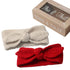 IZUS Baby Girl Turban Headband - Warm Rabbit Knot Hair Band, Knit Head Wrap for Newborn, Toddler, Children (Red + Beige)