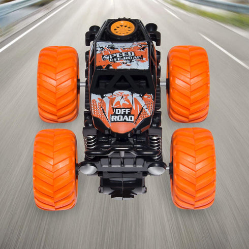 LONANDY 4 Pack Monster Truck Toys for Boys and Girls - Friction Powered Push and Go Toy Cars, Inertia Car Toy Set Stunt Toy Vehicles, Birthday Party Supplies for Toddlers Kids Ages 3+